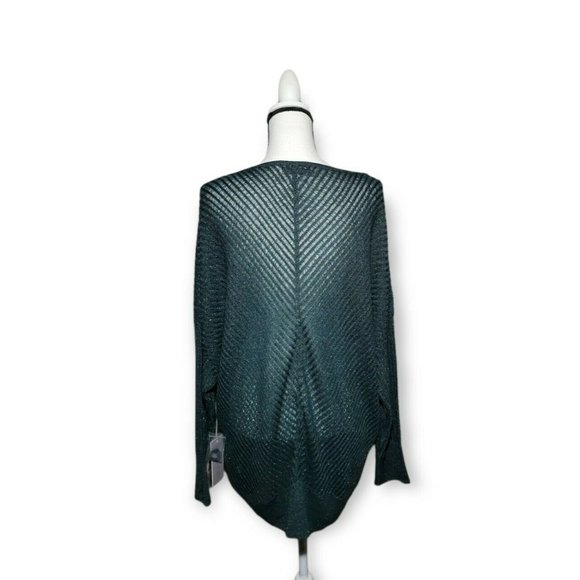 Jennifer Lopez Dark Green Metallic Drop-Shoulder V-Neck Sweater Small - Picture 4 of 9